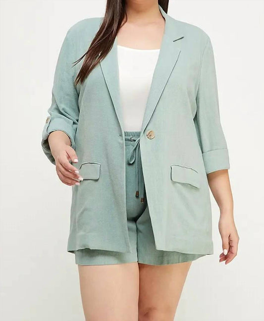 Allie Rose - Curvy Linen Blazer - Plus