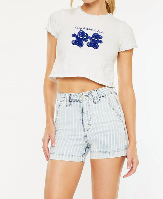 Kancan - Kyan High Rise Stripe Denim Shorts