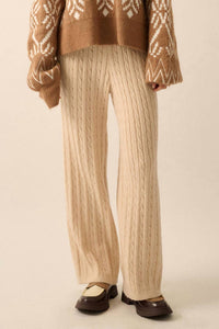 Promesa - Cable Knit Wide-Leg Sweater Pants