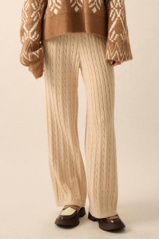 Promesa - Cable Knit Wide-Leg Sweater Pants
