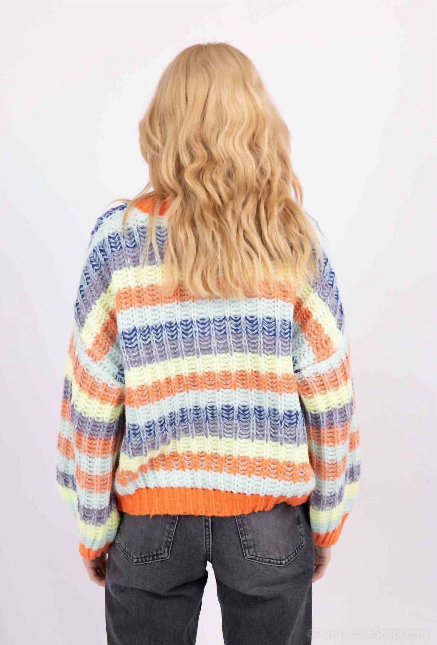 See U Soon - Striped Button Down Cardigan