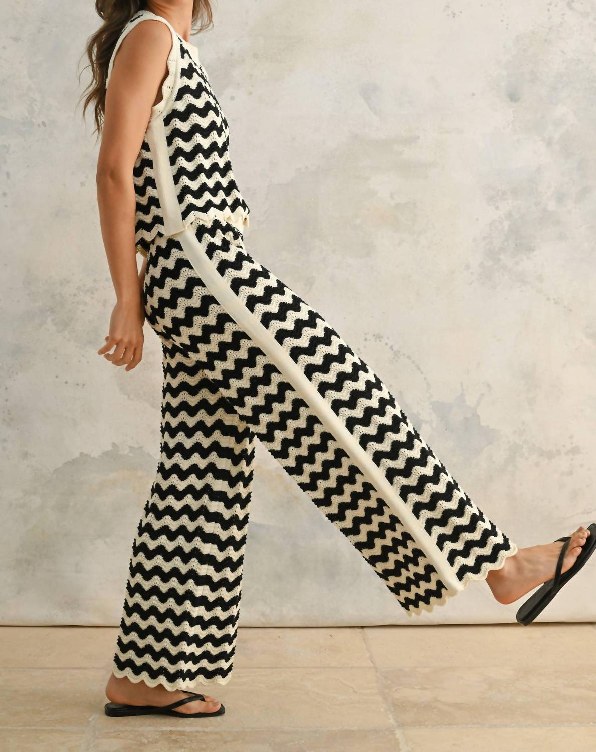Miou Muse - Color Combo Crochet Knitted Pants