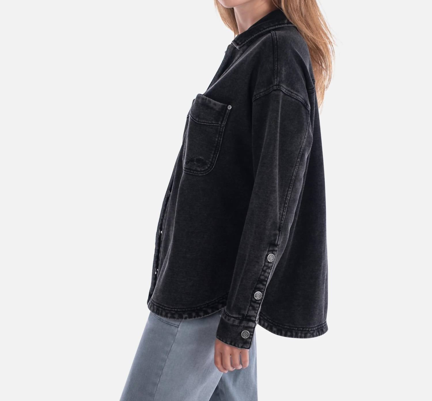 Jetty Eden Denim Shacket in black - women's jacket - detail view