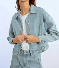 Lili Sidonio - Rhinestone Straight Cut Jean Jacket