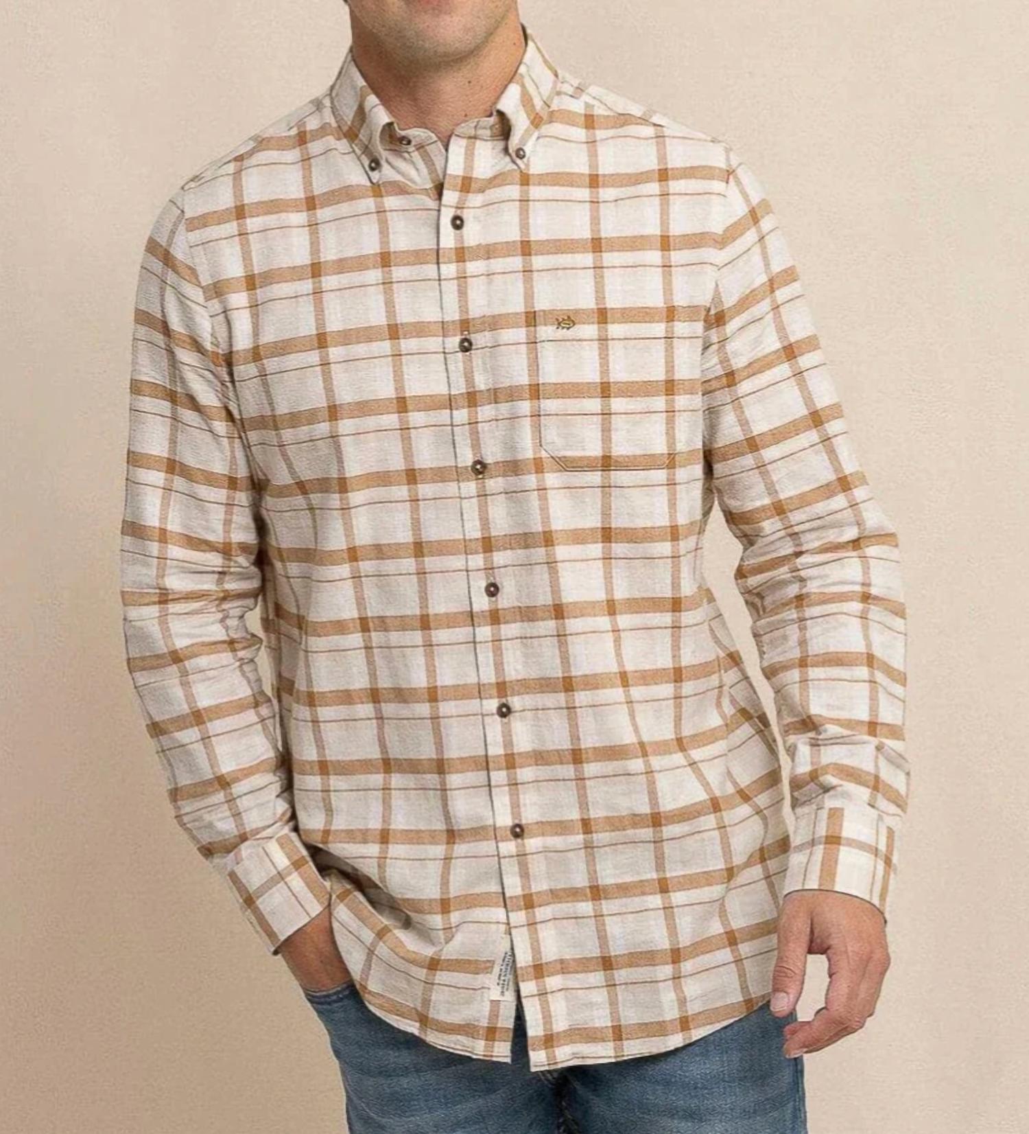 SOUTHERN TIDE Botnay Bay Plaid Sportshirt in sand white - men's shirt