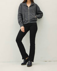 be cool Hillary Acid Wash Zip Sweatshirt in charcoal - women's top - view 4
