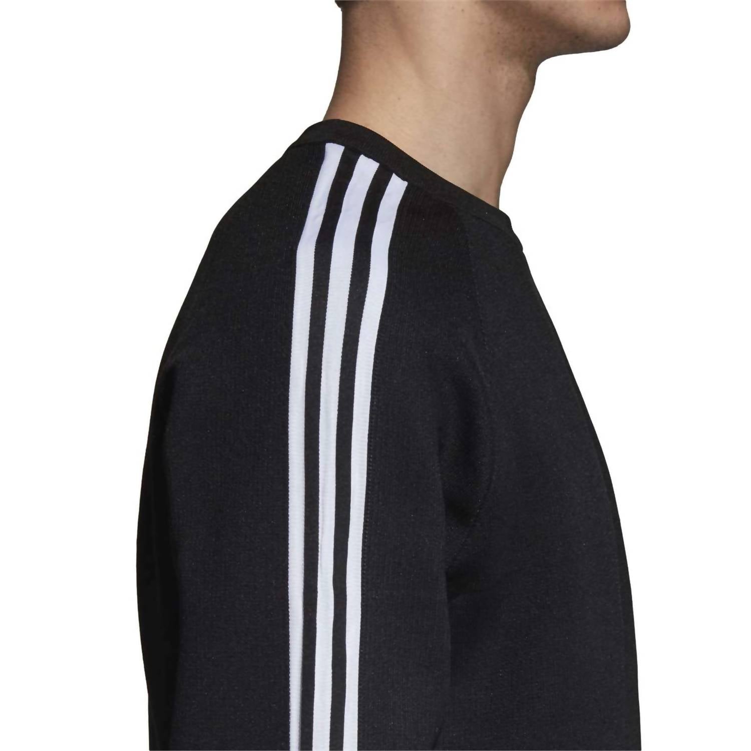 adidas Men's Knit Crewneck Long Sleeve Sweatshirt in black - men's shirt - view 4