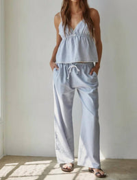 By Together - Linen Striped Wide Leg Pants