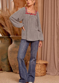 Savanna Jane - Keep Me In Check Floral Embroidered Top