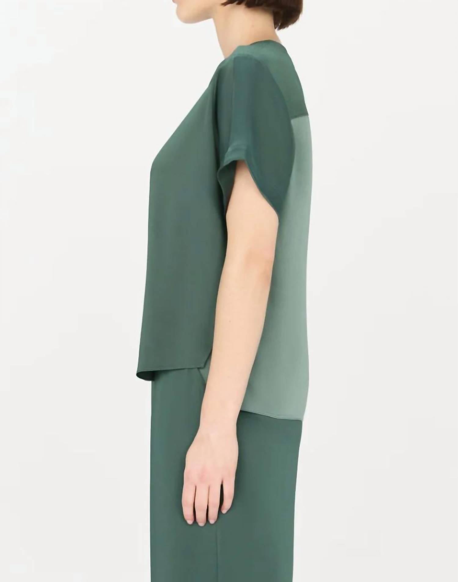 SIMKHAI Addy Short Sleeve Knit Back T-Shirt in park slope - women's t-shirt - detail view