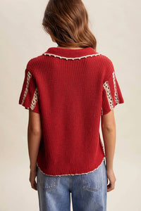 Listicle - Crochet Striped Pointelle Top