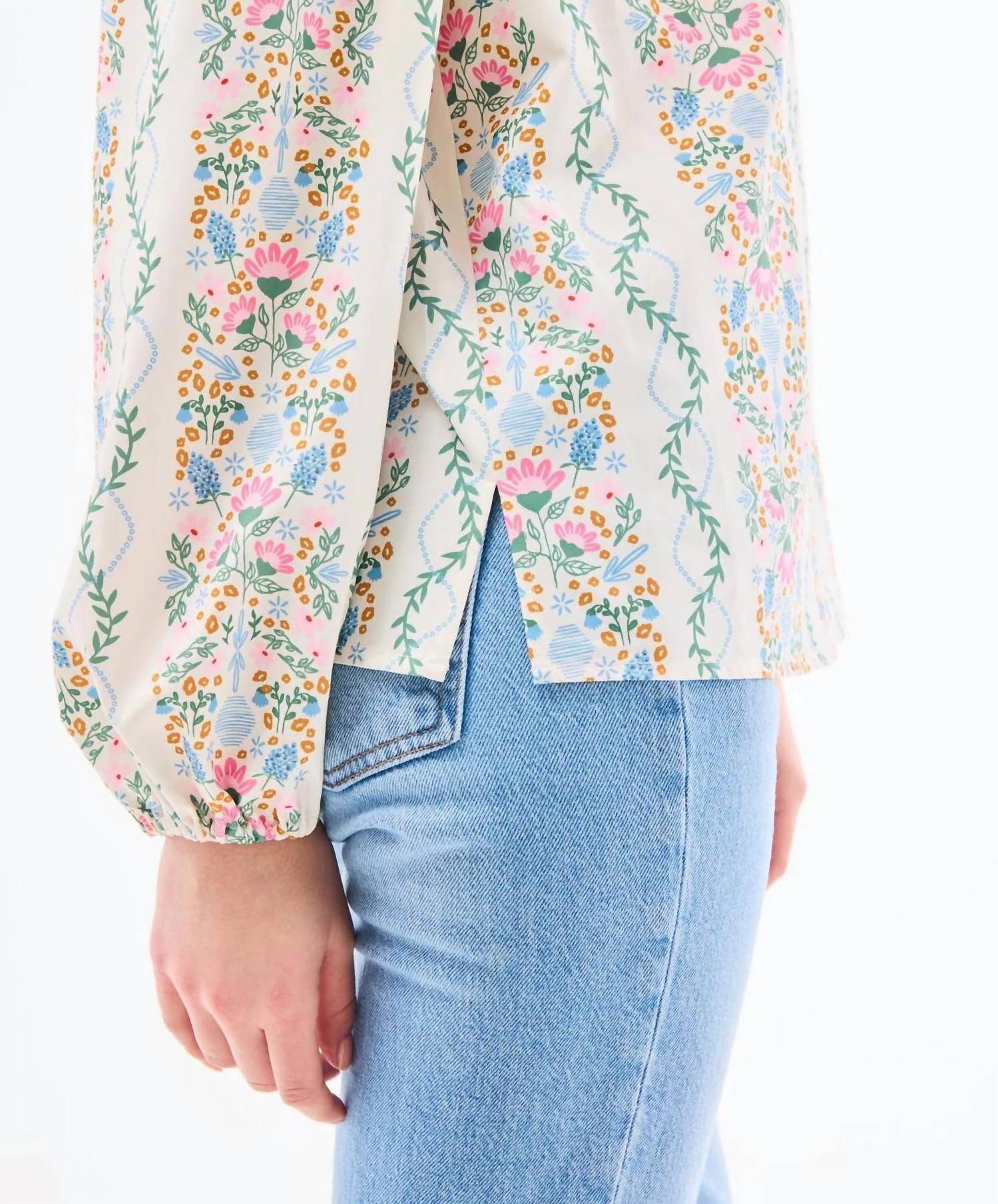 Mary Square Kayla Ivy Lane Long Sleeve Top in ivory - women's blouse - alternate view
