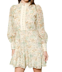 INA Fashion Romantic Floral Lace Eyelet Dress in sage green - women's dress - view 4