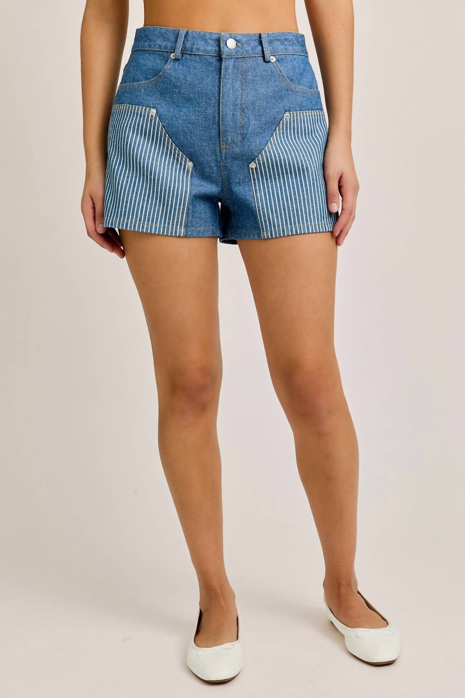Le Lis - Stripe Detail Denim Shorts
