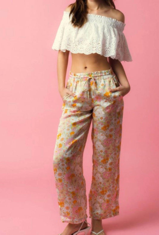 Floral silky pants