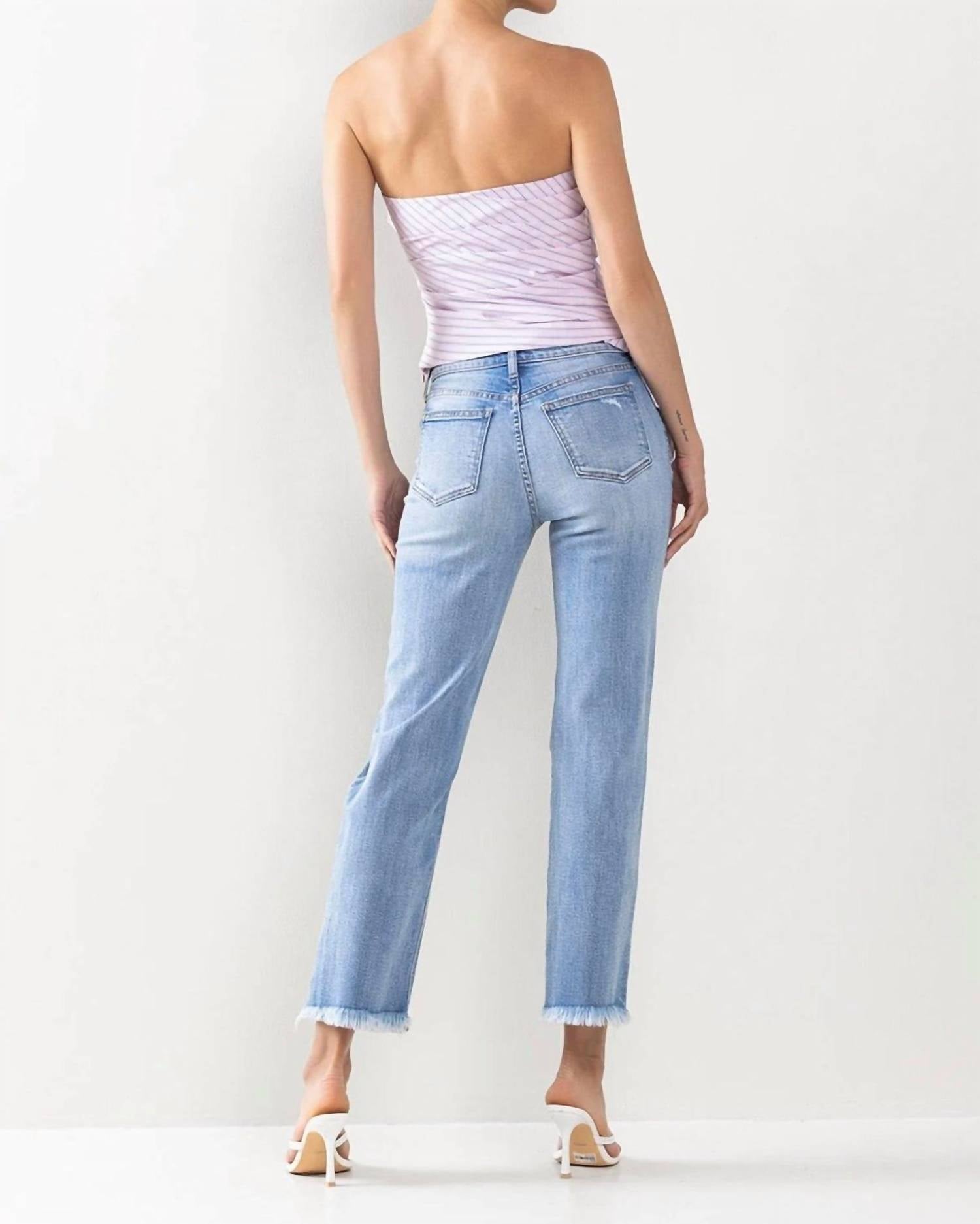 Sneak Peek - Mid Rise Fringe Hem Jeans