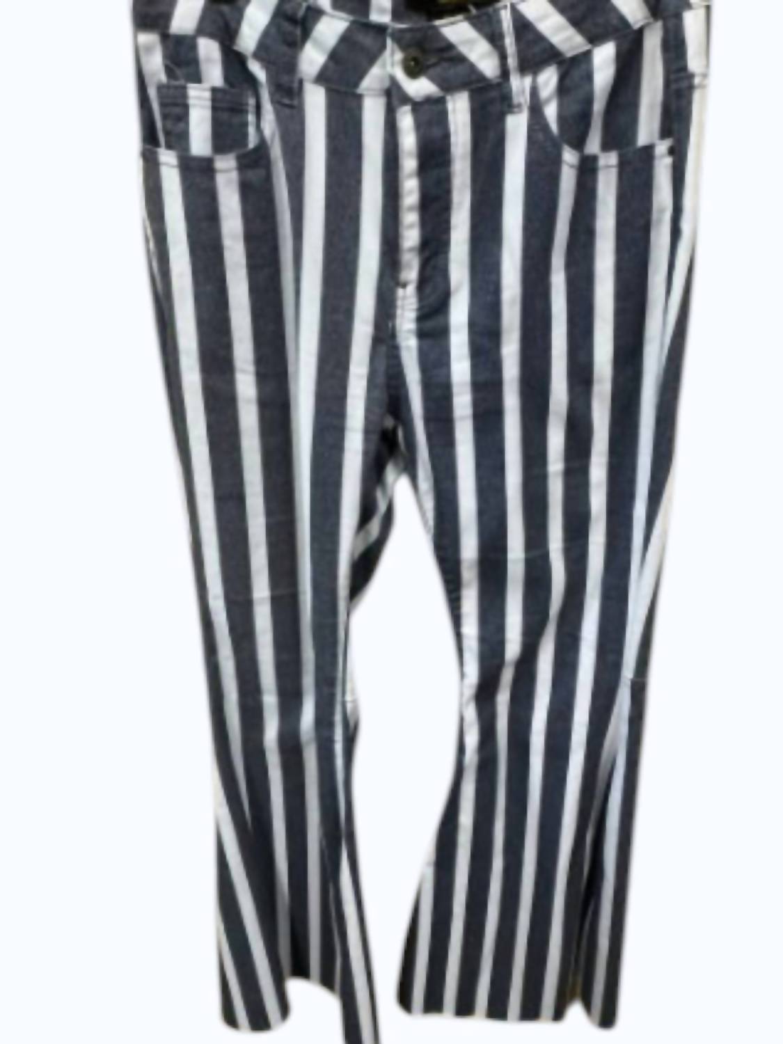 L&B Women's Bell Bottom Pant in stripe denim - women's pants