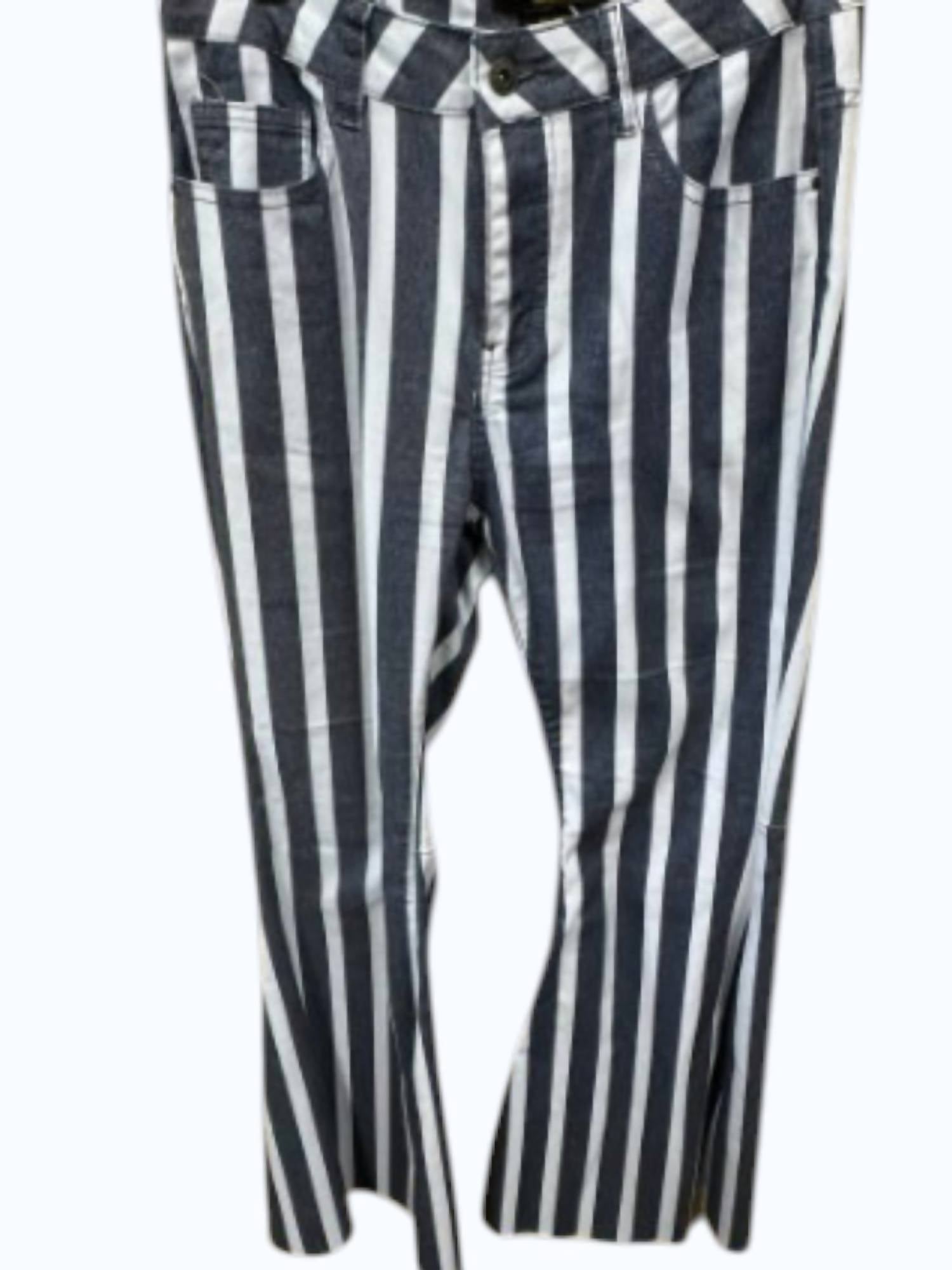 L&B Women's Bell Bottom Pant in stripe denim - women's pants - detail view
