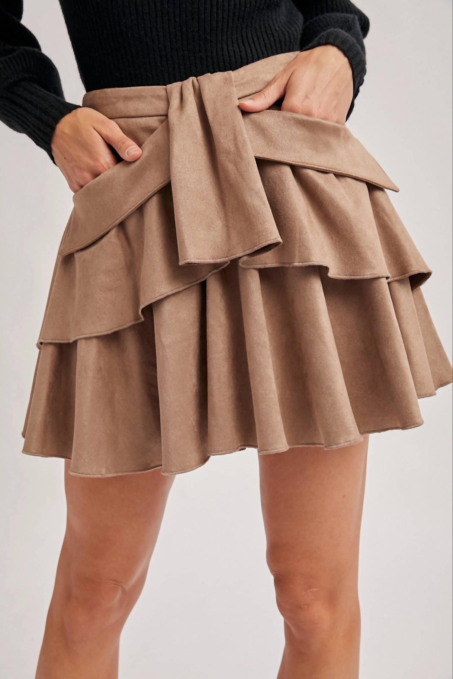 Bluivy - Out On The Town Suede Ruffled Mini Skirt