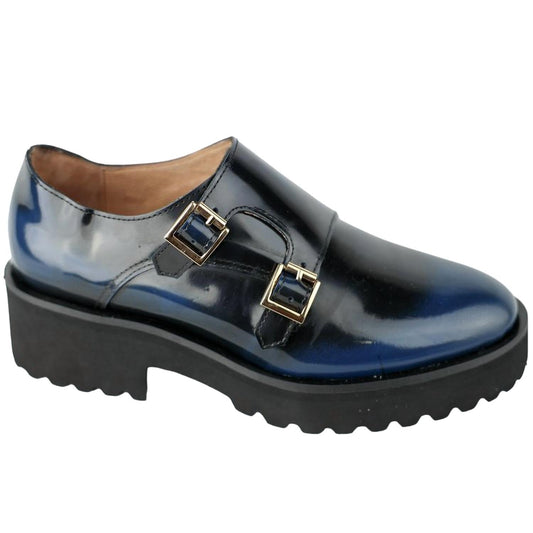 All Black - Women's Lugg Monk Strap Shoes