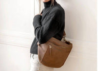 Joy Susan Women's Mel Large Sling Bag in russet brown - women's bag - detail view