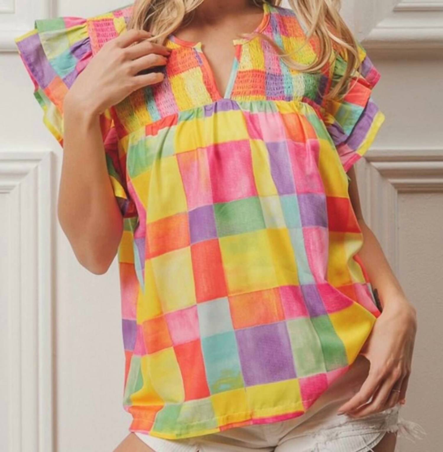 Bibi - Brielle Multicolored Ruffled Top