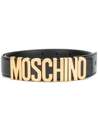 Moschino - Women's Logo Leather Belt Leather Gold Buckle