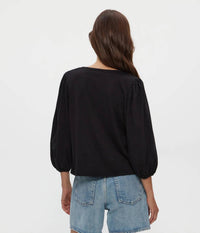 Michael Stars Gabi Puff Sleeve Top in black - women's blouse - alternate view
