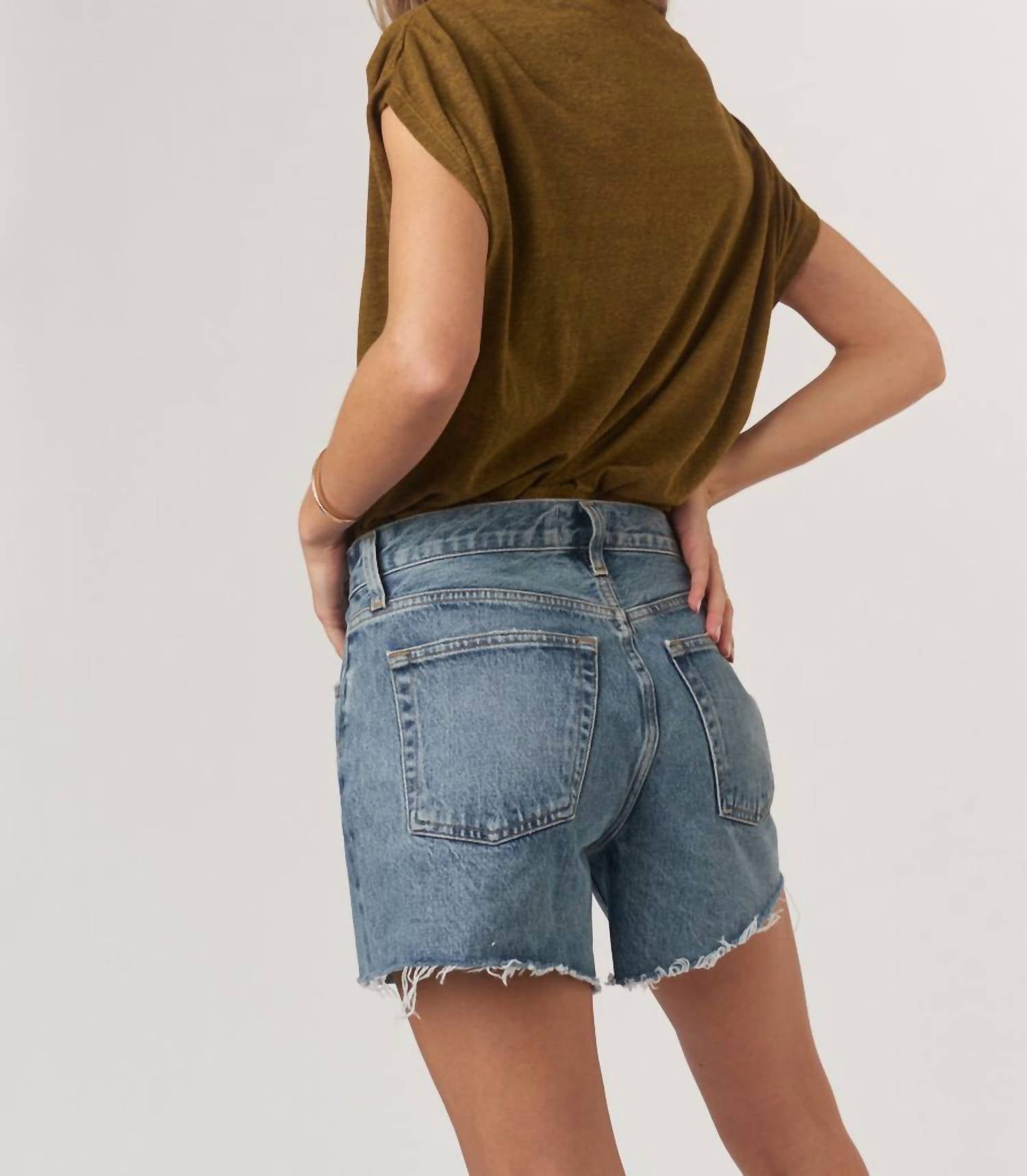 PROJECT SOCIAL T Estelle Heathered Pleated Shoulder Tee in cinnamon - women's t-shirt - alternate view