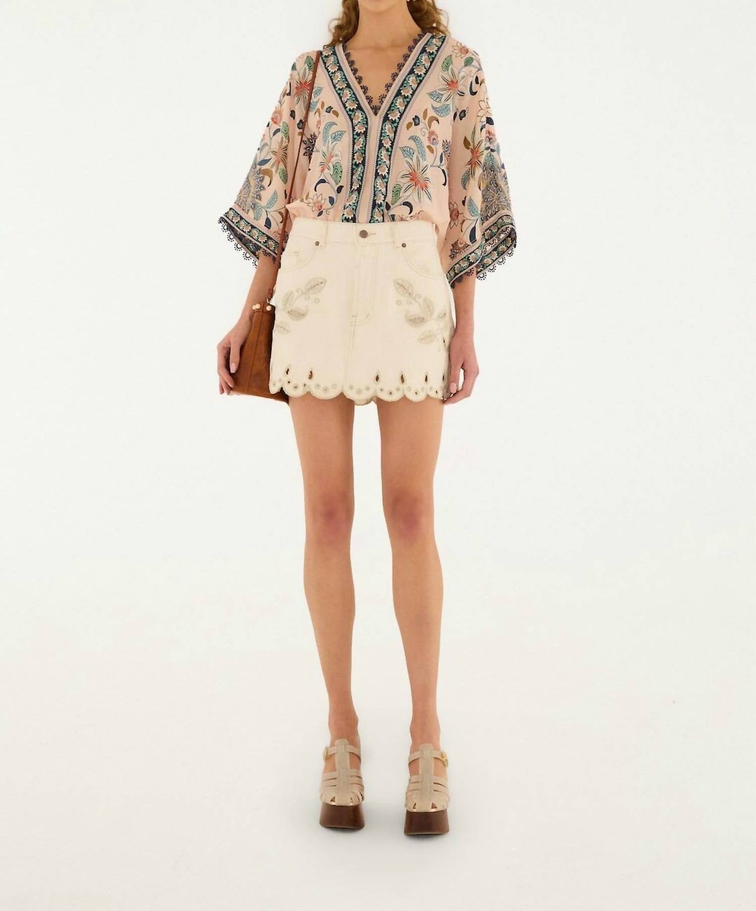 Farm Rio - Canva Scallop Richelieu Skirt