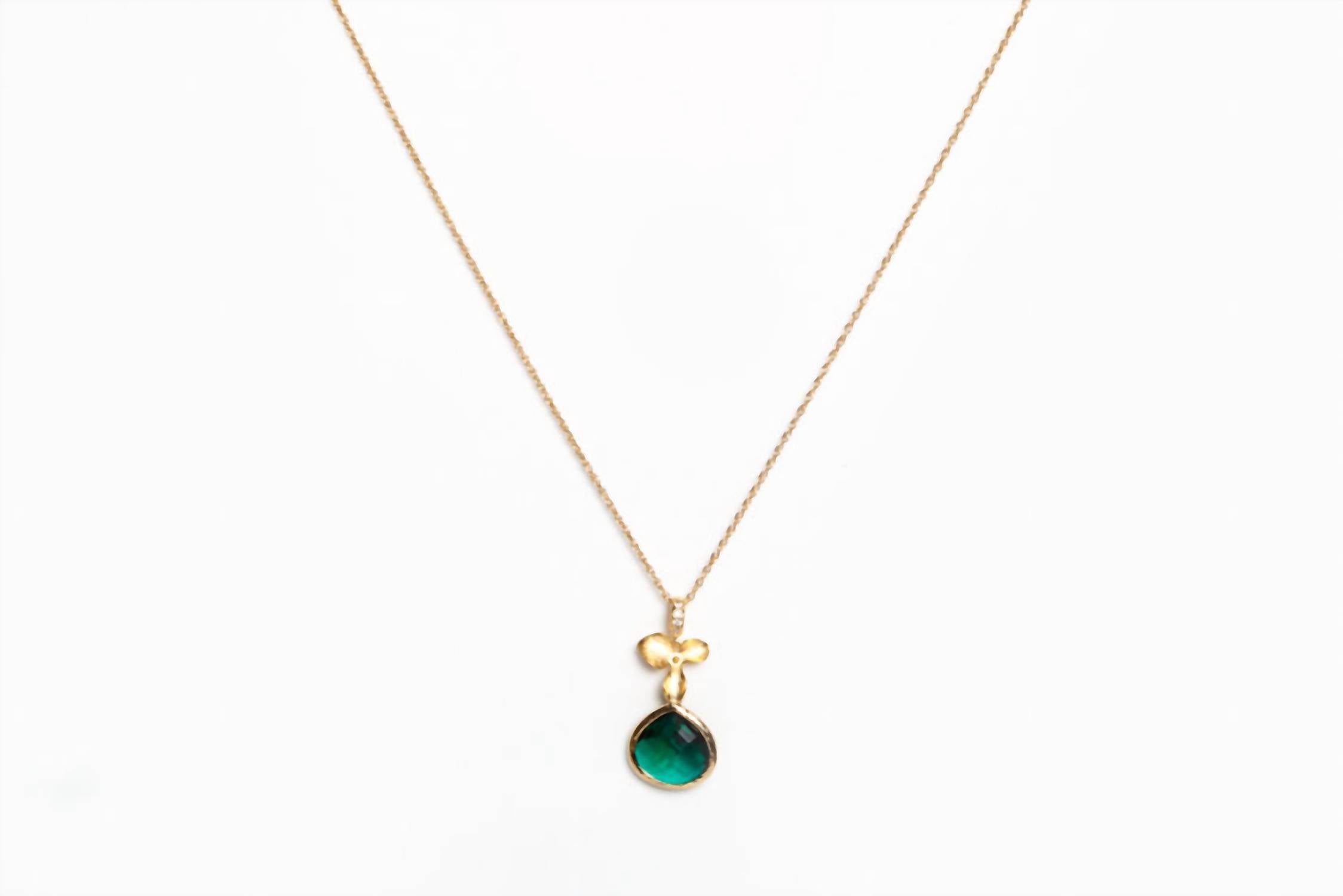 Avenue Chic - Women's Tiny Orchid Drop Pendant Necklace