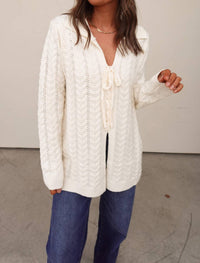Cozy Co. - Cableknit Lace Up Sweater