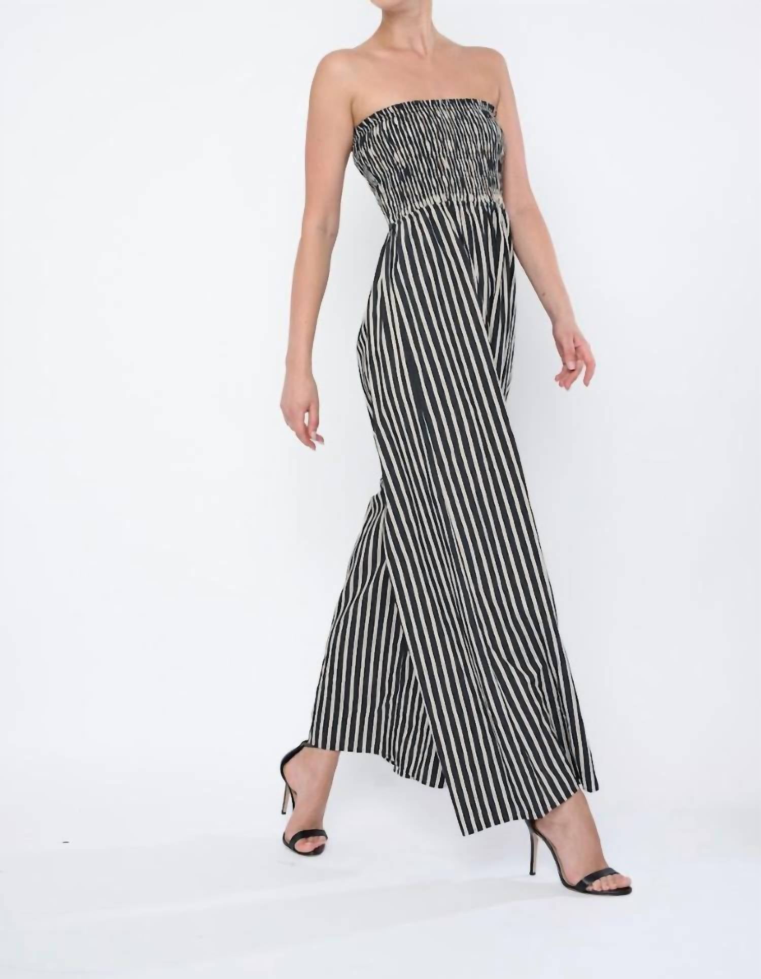 Flora Bea - Kollyns Strapless Smocked Jumpsuit