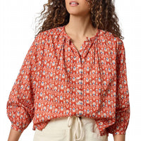 Lilla P - LONG SLEEVE SHIRRED BLOUSE