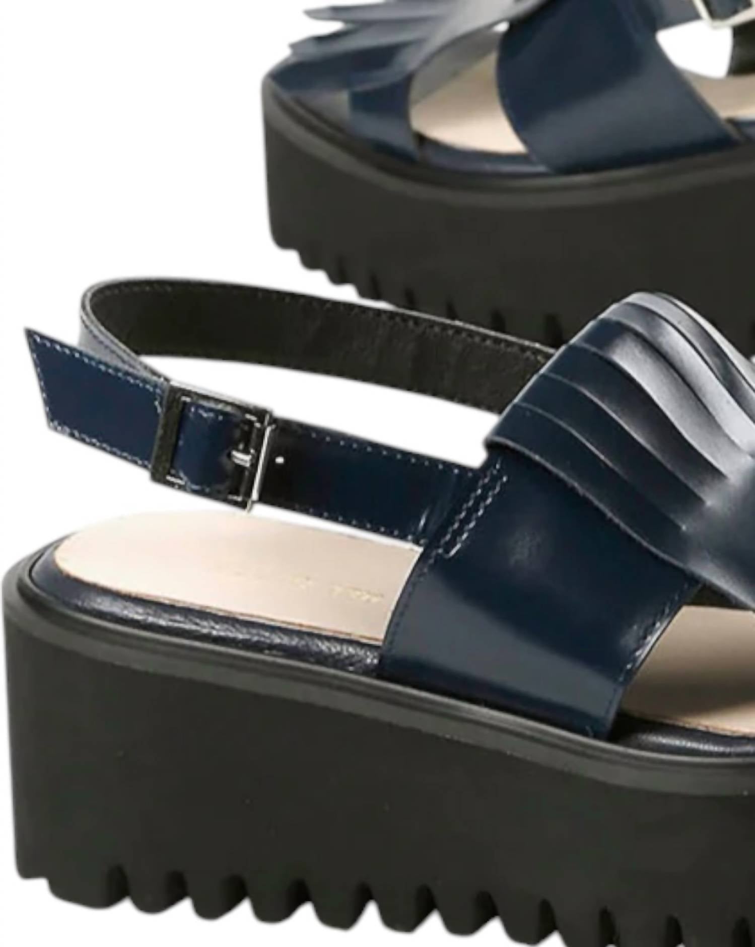 All Black - Women's Kiltie Sling Flatform Sandal