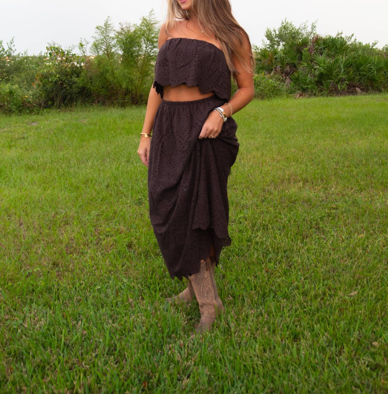 Sadie & Sage - Double Vision Eyelet Skirt