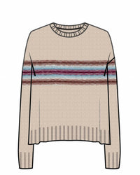 Minnie Rose - Cotton Cashmere Stripe Crew Neck Sweater