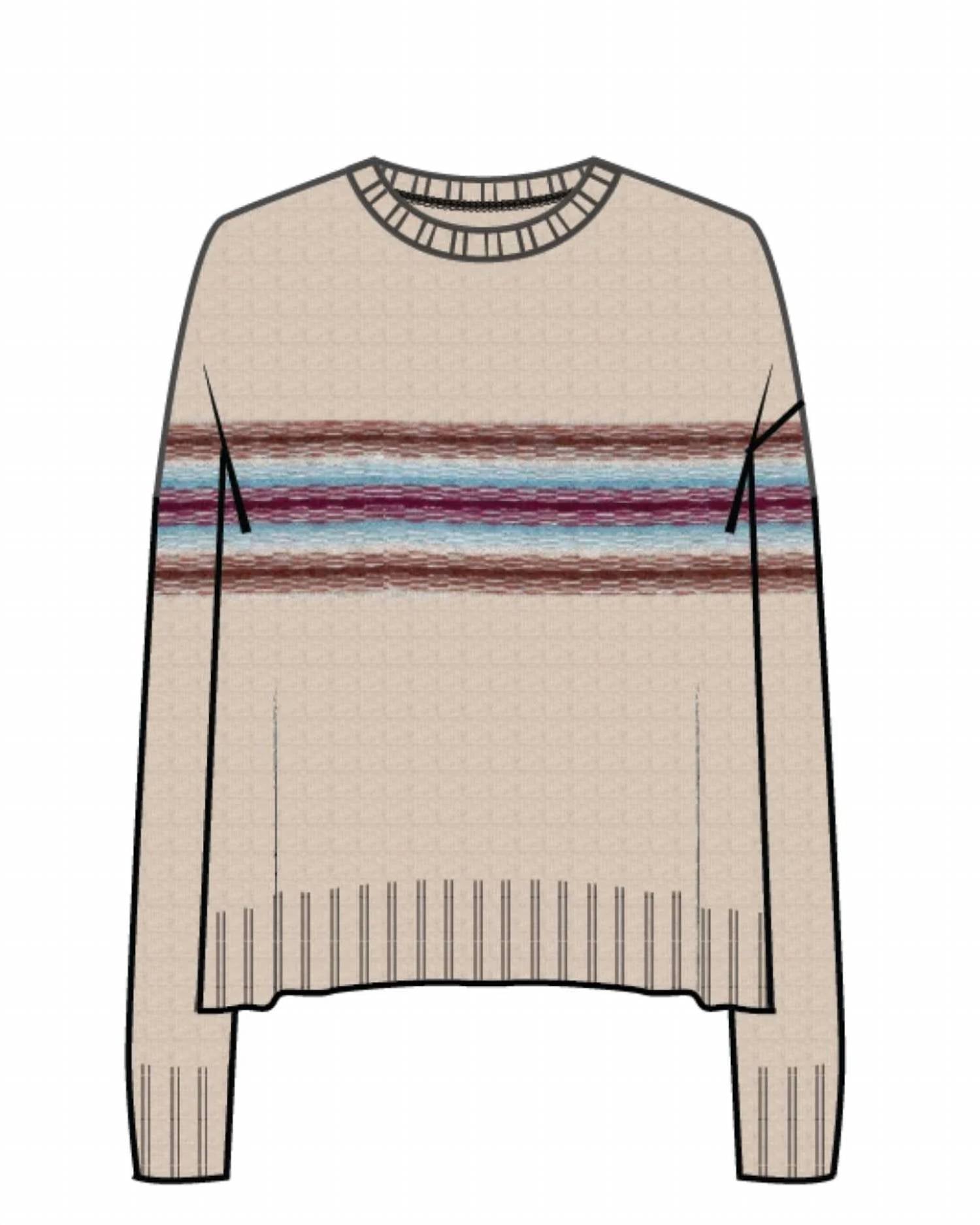 Minnie Rose - Cotton Cashmere Stripe Crew Neck Sweater