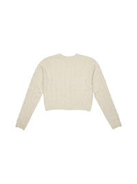8apart Junior Women's Maisie Cable Cardigan in ivory - women's cardigan - detail view