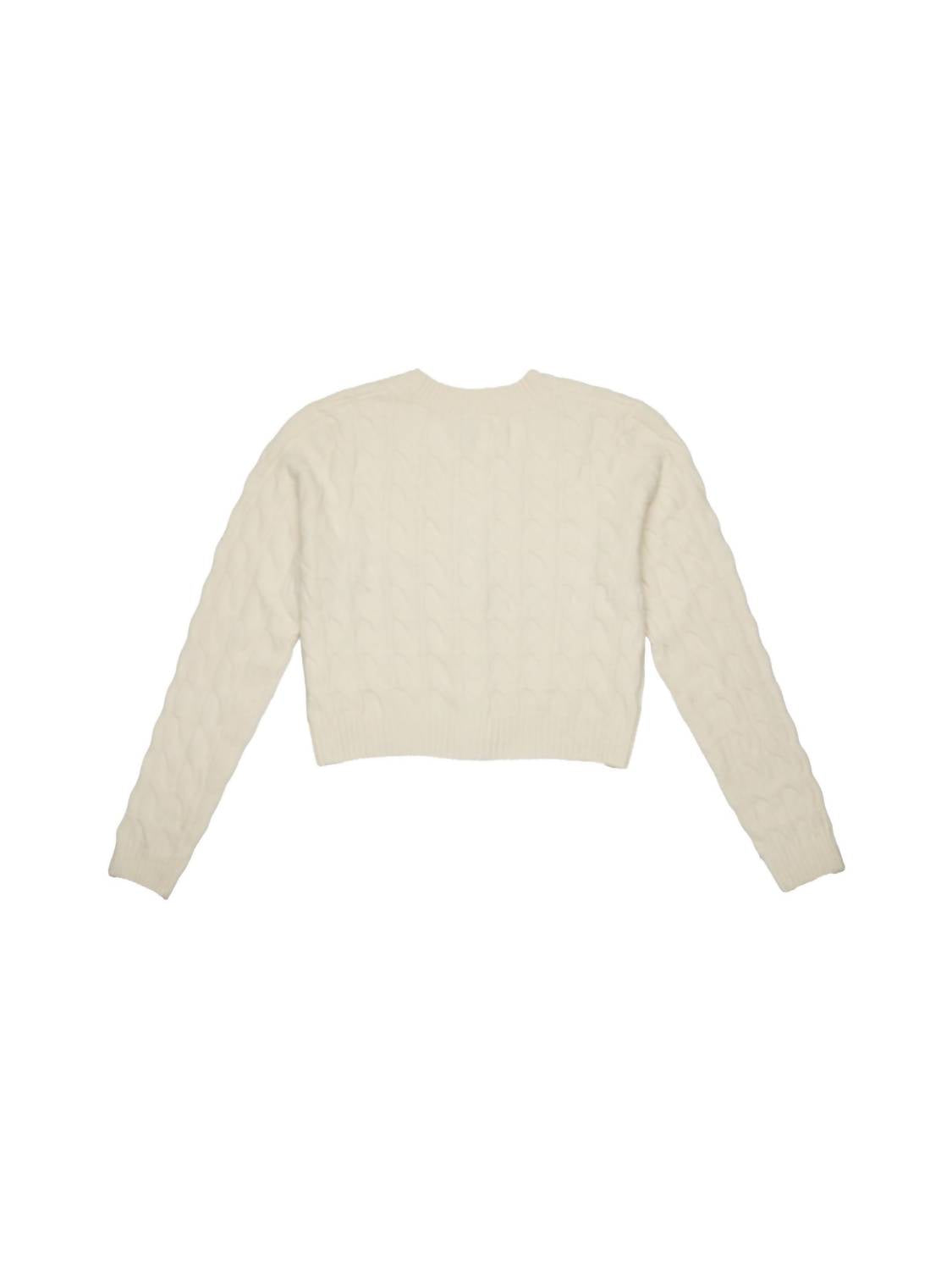 8apart Junior Women's Maisie Cable Cardigan in ivory - women's cardigan - detail view