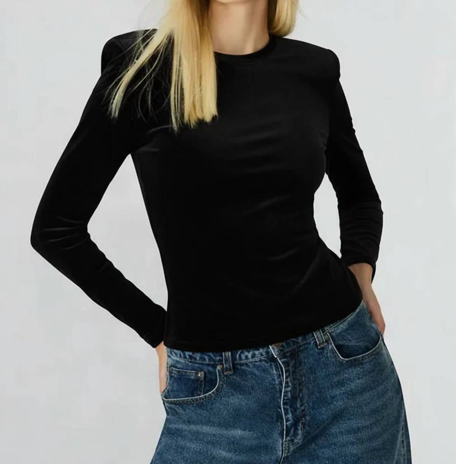 STEVE MADDEN Madelyn Top in black - women's long sleeve top