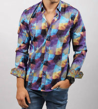 Eight X - Print Button Down Shirt With Trim