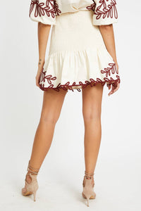 CABALLERO Nadine Mini Skirt in ivory chocolate 1 - women's skirt - alternate view