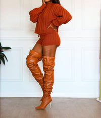 Little Secret Of Mine - Hot To Handle Cable Knitted Shorts Set & Jumper