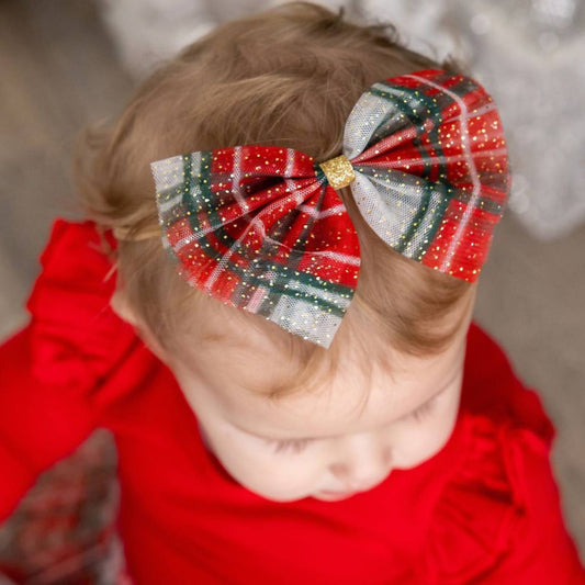 Sweet Wink - Holiday Plaid Large Bow Headband