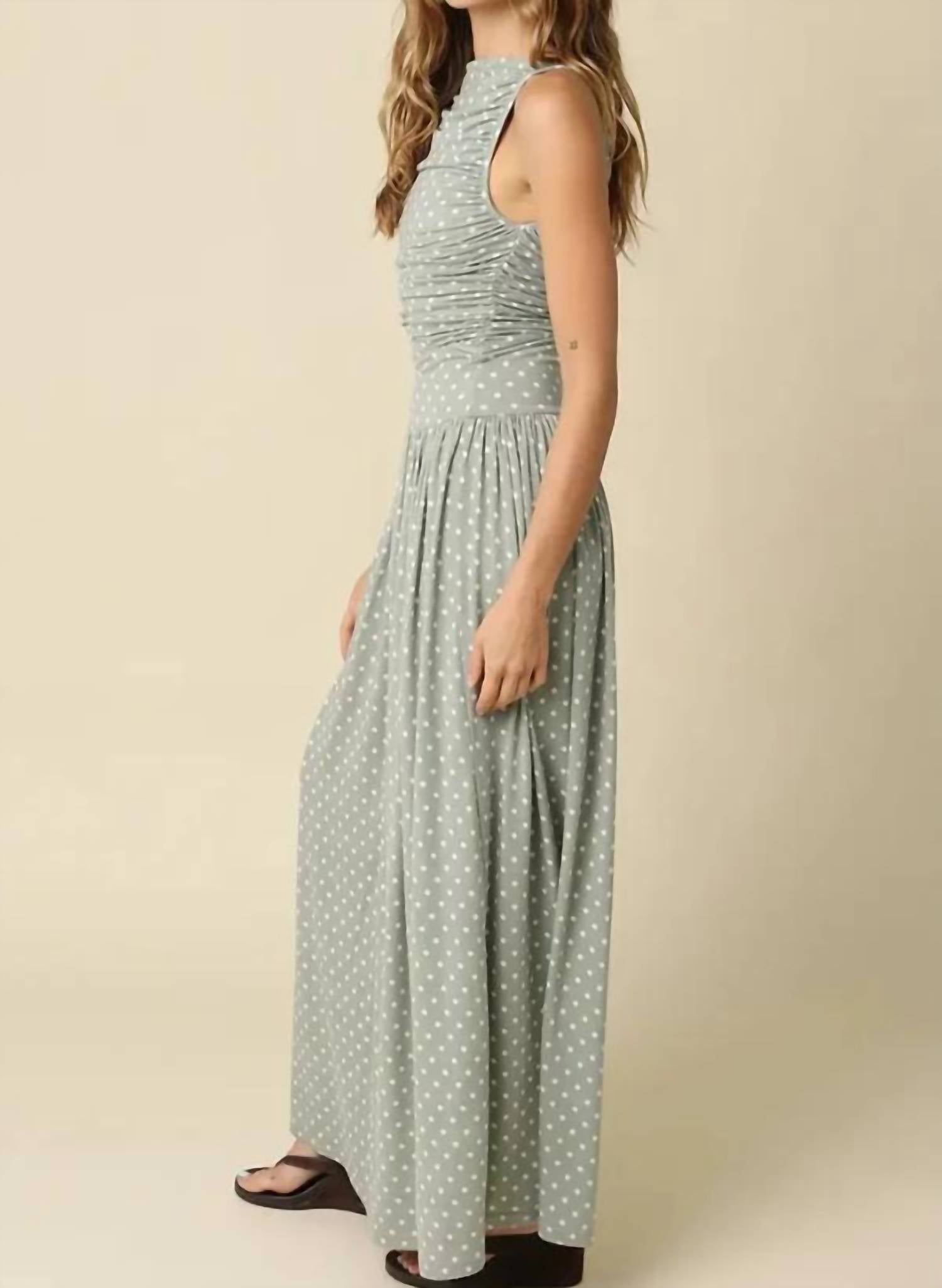 Mint Exclusives - Paige Polka Dot Ruched Maxi Dress