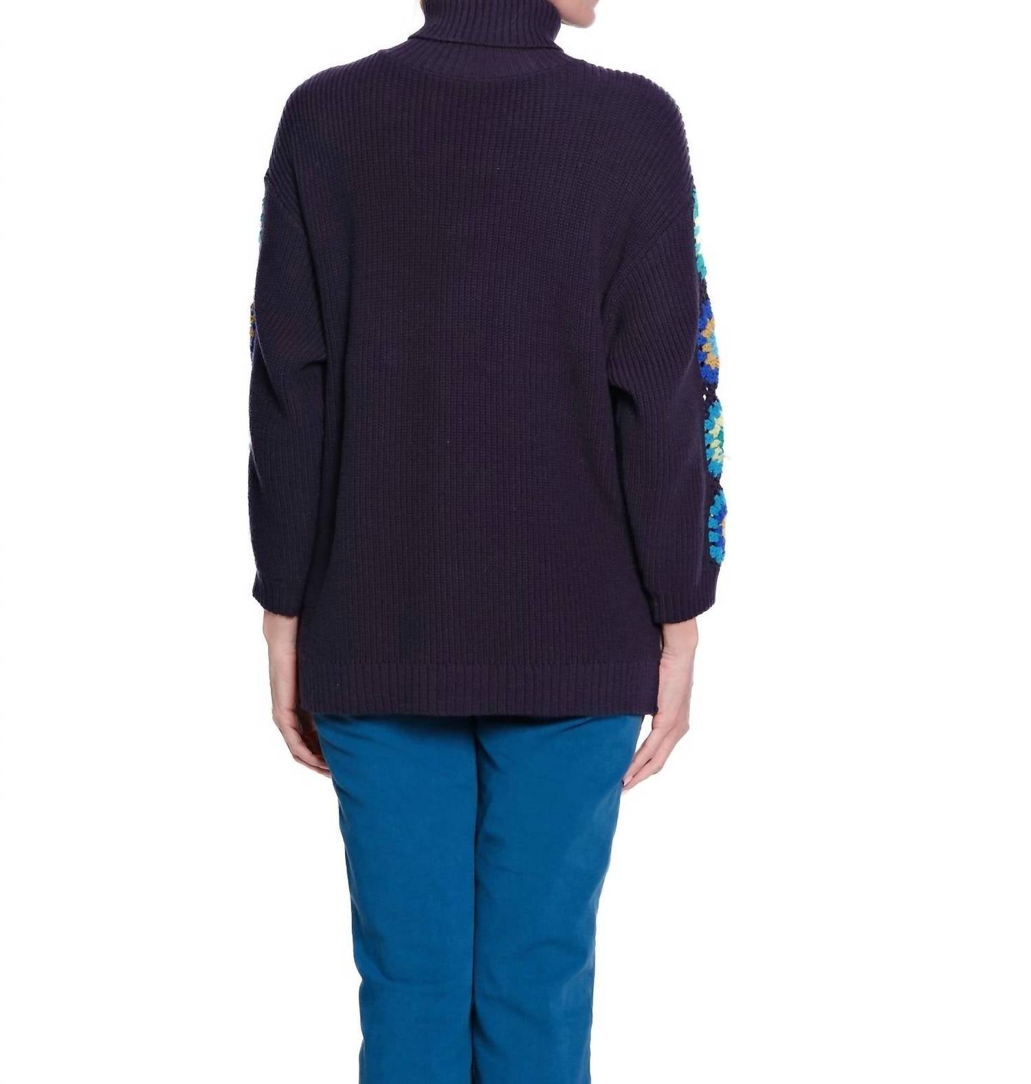 Multiples - Mock Neck Crochet Sleeve Sweater