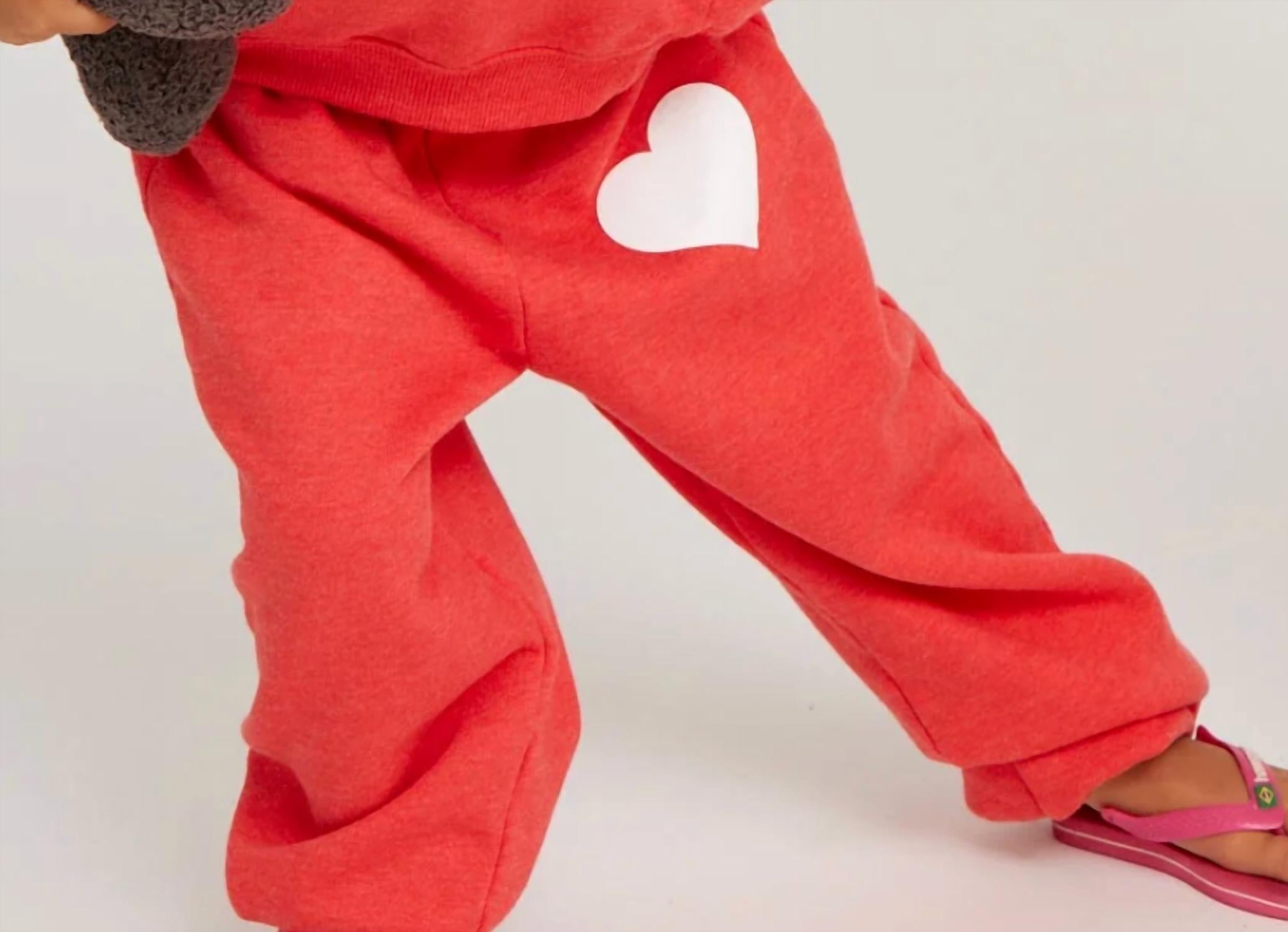SPRWMN Kids Heart Sweatpants in rouge - kids' joggers - detail view
