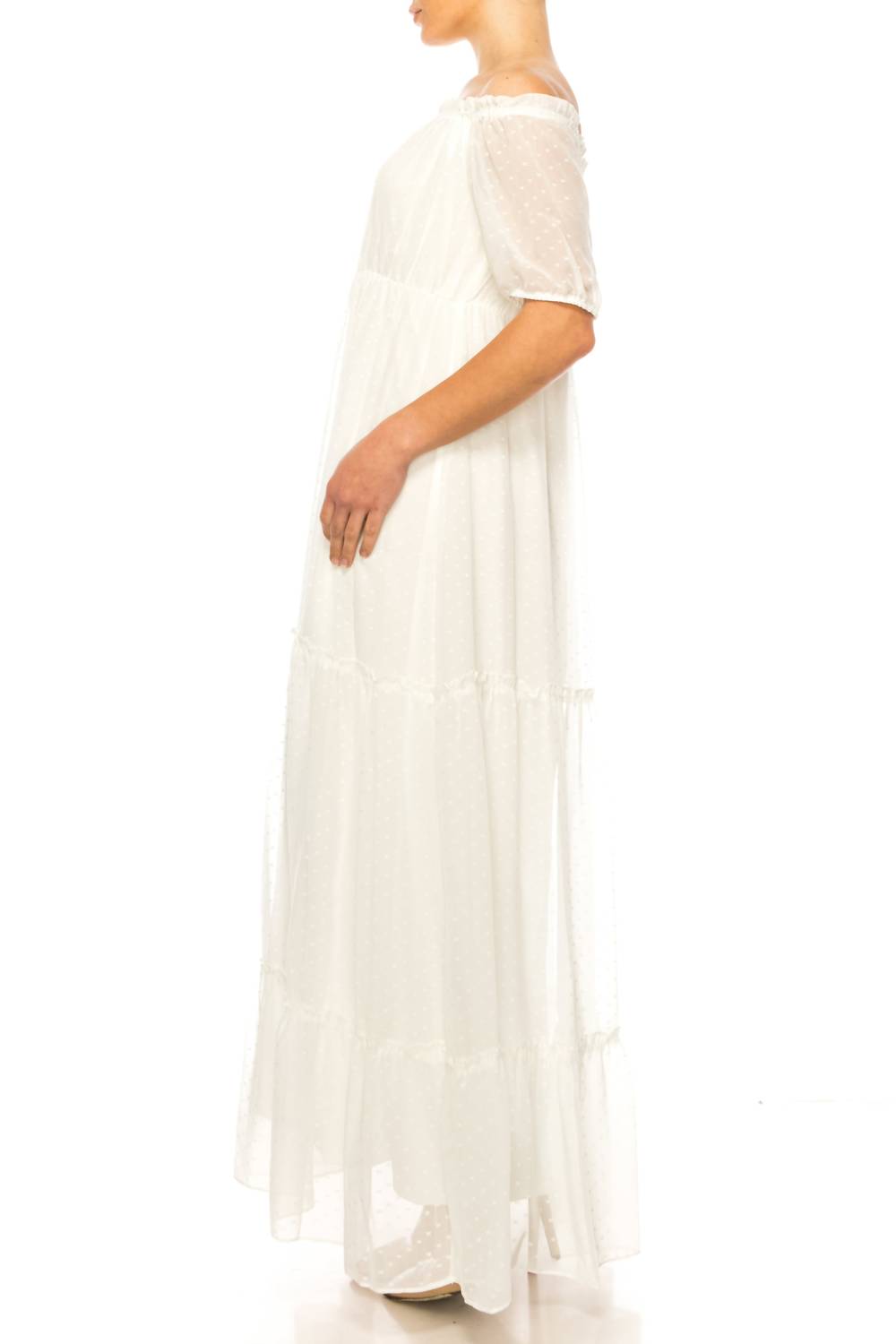 Maison Tara - Short Sleeve Tiered Maxi Dress