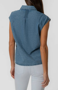 Kut From The Kloth - Penelope Pintuck Cap Sleeve Denim Shirt